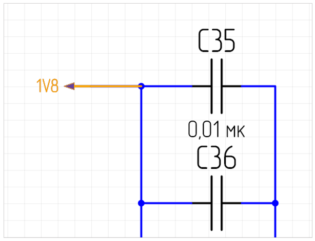 Рис. 3 Выделение порта и прилегающего к нему проводника