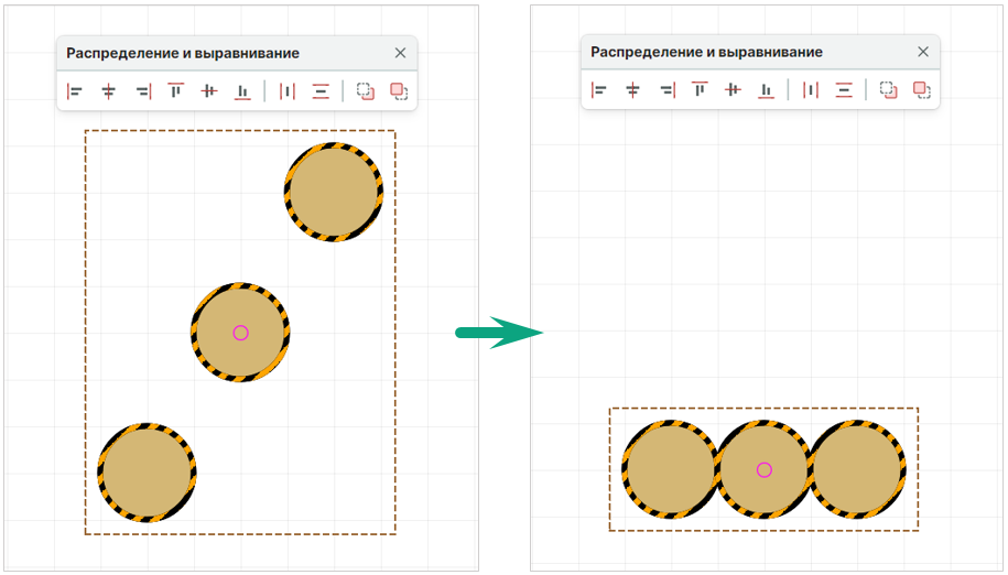 Рис. 1 Выравнивание по нижнему краю