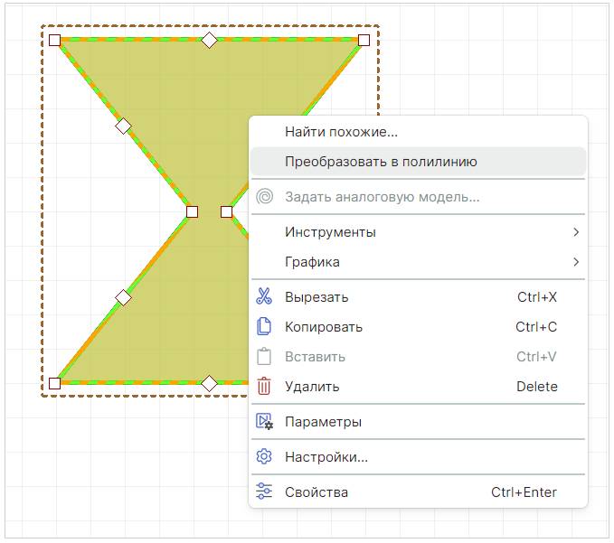Рис. 1 Вызов функции преобразования из контекстного меню