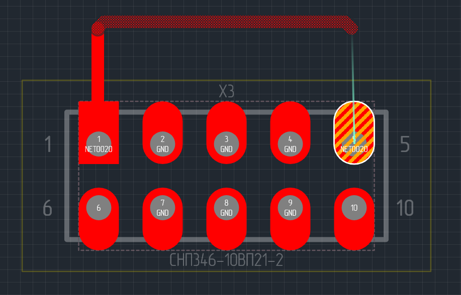 Рис. 2 Зафиксированный участок трека