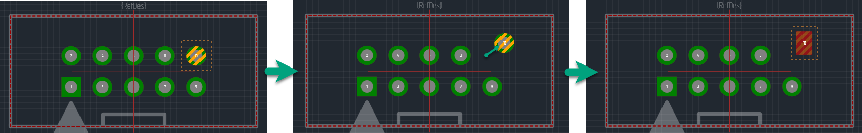 Рис. 1 Смещение при замене контактной площадки