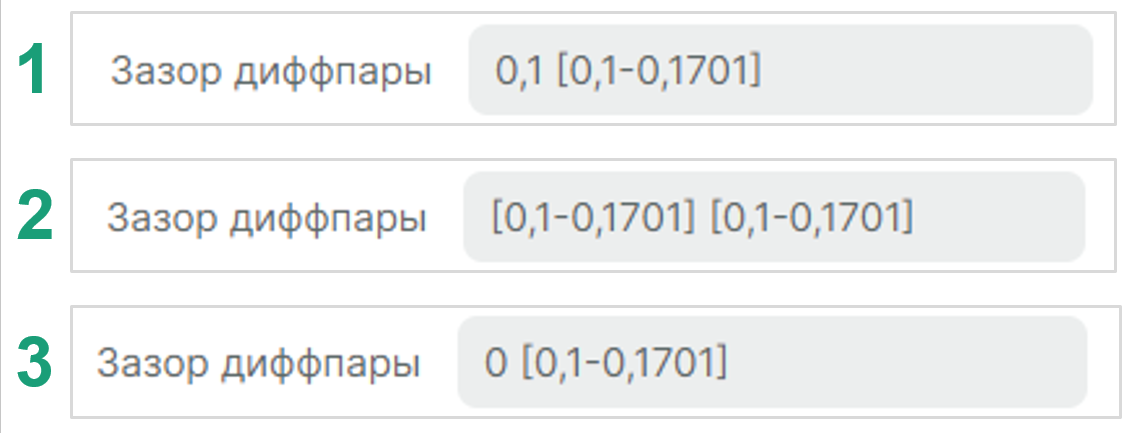 Рис. 3 Варианты отображения зазоров
