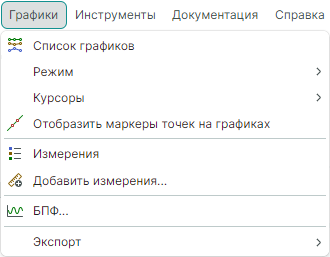 Рис. 1  Открытия списка команд для работы с графиками