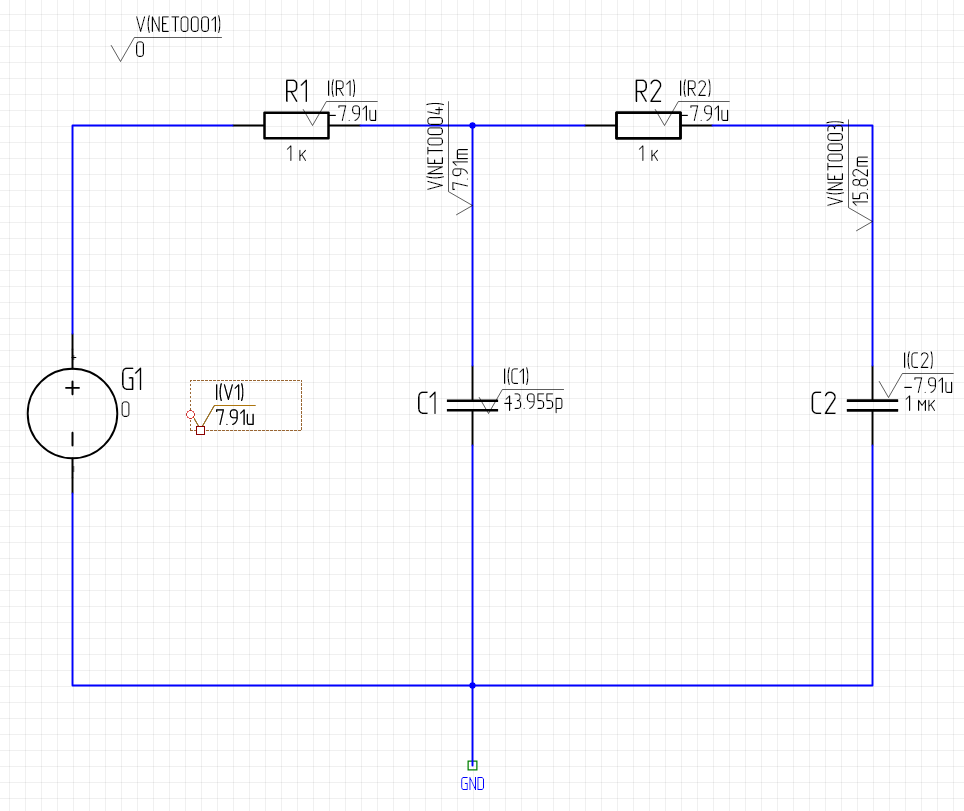 Рис. 6 Отображение рассчитанных значений параметров