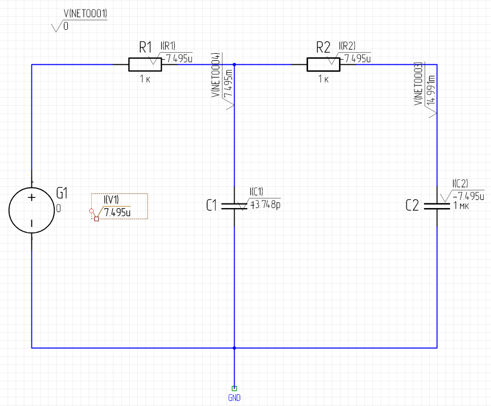 Рис. 7 Отображение рассчитанных значений параметров