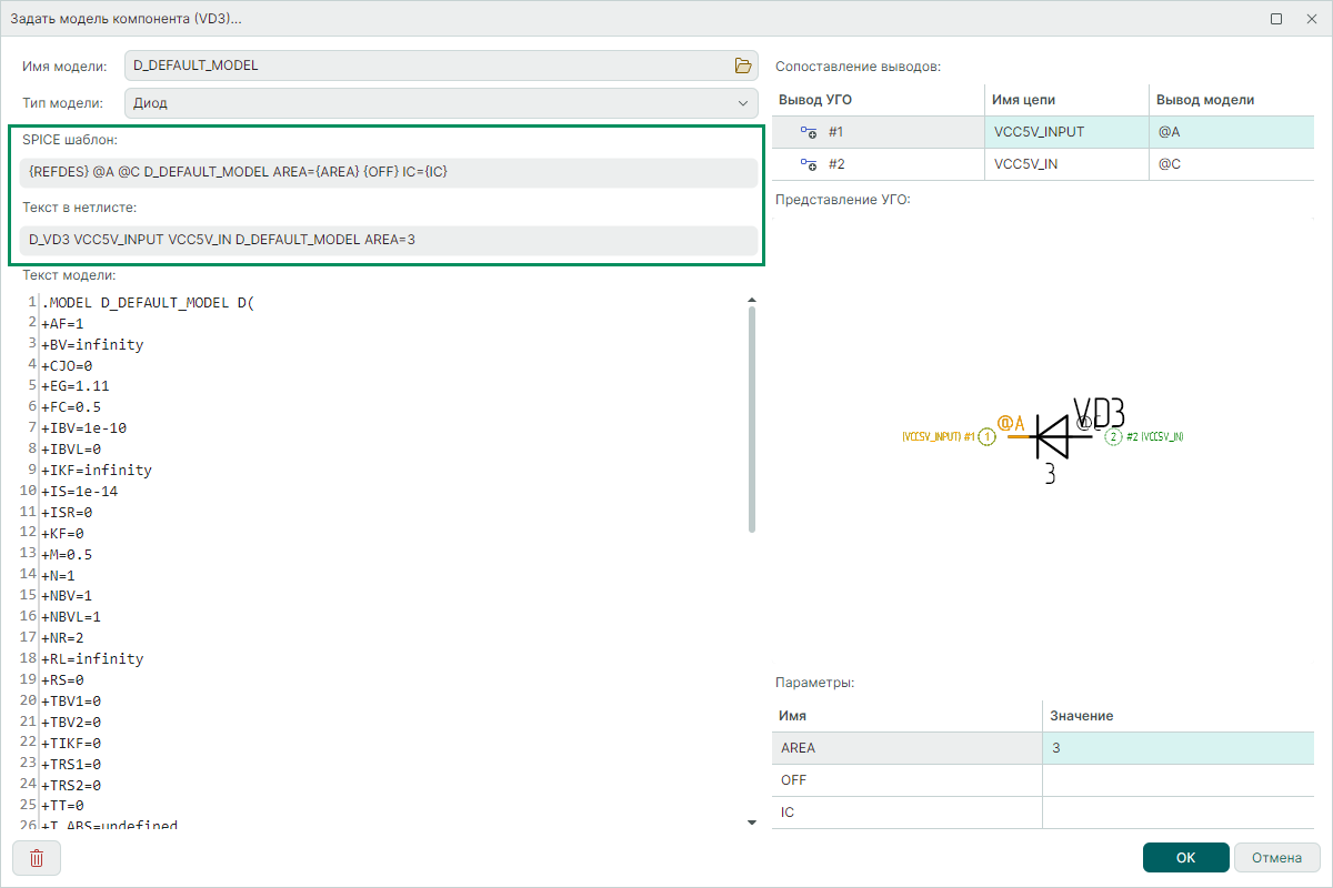 Рис. 1 SPICE-шаблон и компилированный шаблон