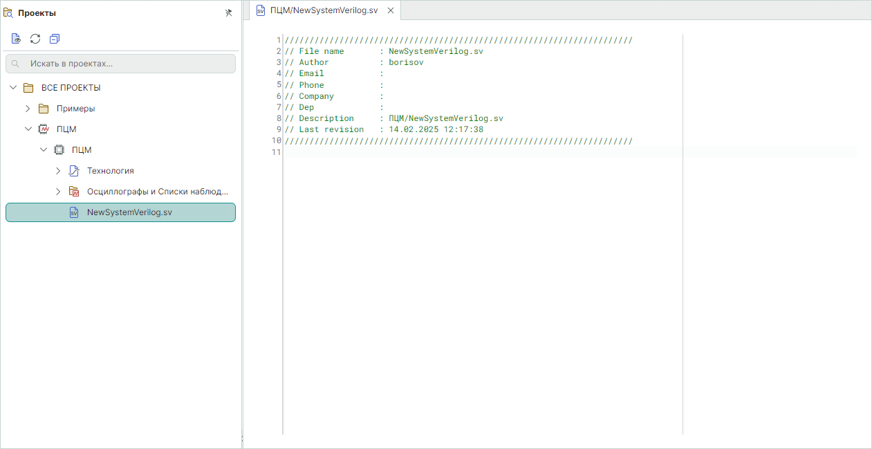 Рис. 3 Отображение созданного файла